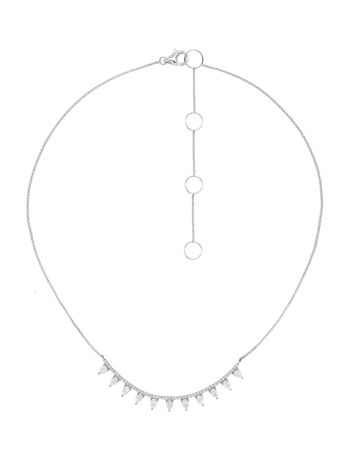14k White Gold Lab Diamond Bar Pear Necklace
