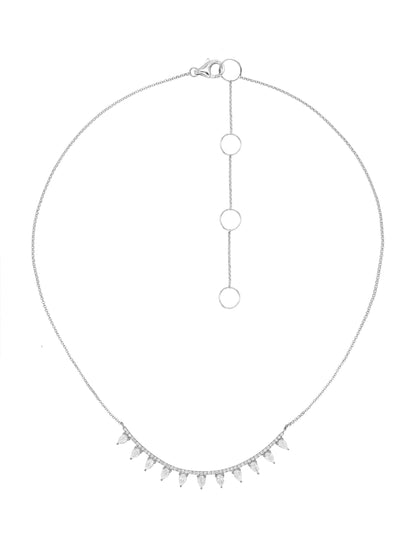 14k White Gold Lab Diamond Bar Pear Necklace