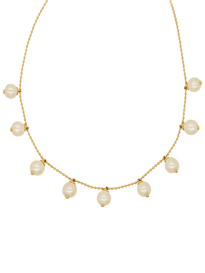 14k Yellow Gold Pearl Drop Necklace