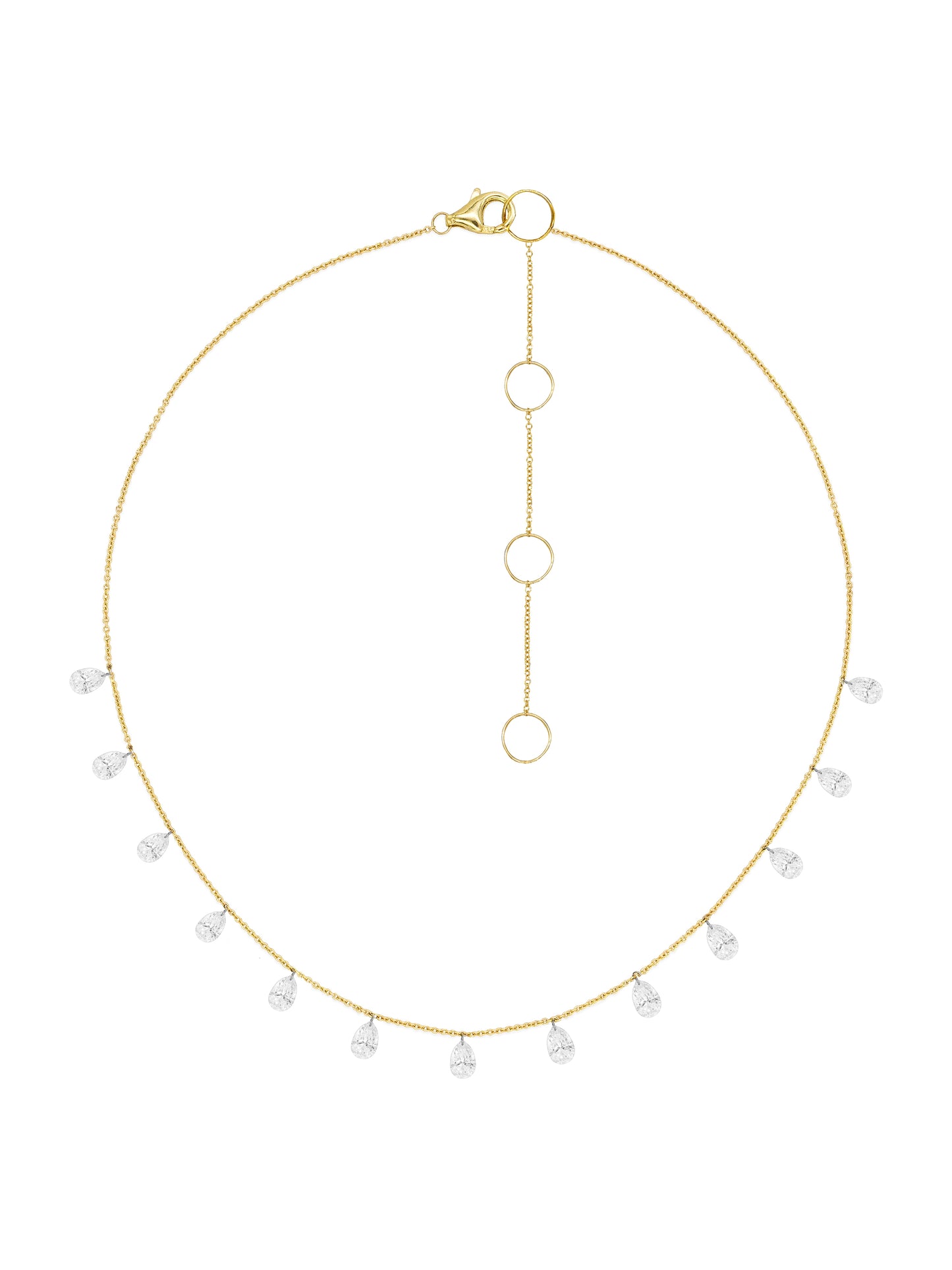 14k Yellow Gold Drill Lab Diamond Teardrop Necklace