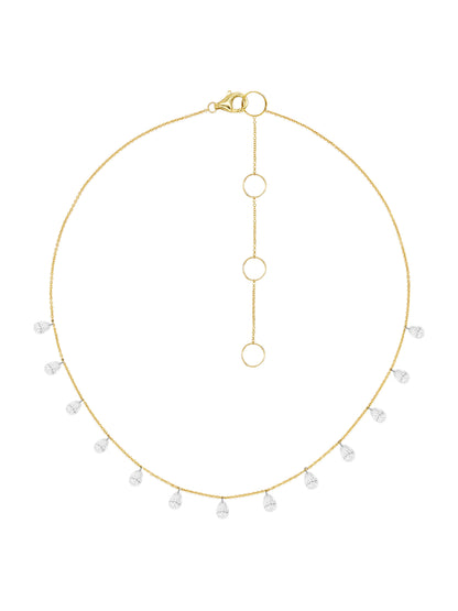14k Yellow Gold Drill Lab Diamond Teardrop Necklace