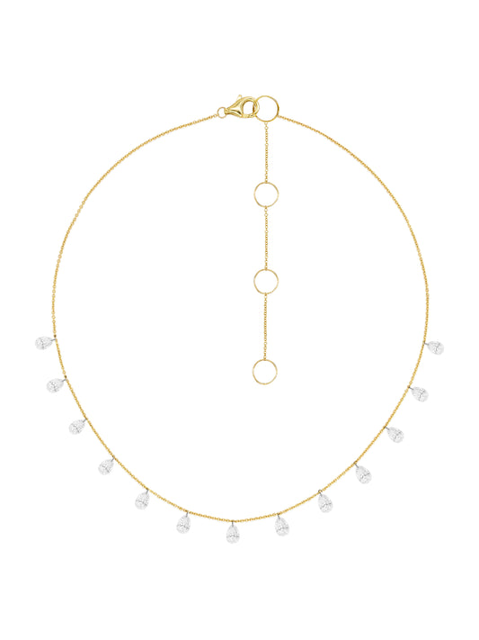 14k Yellow Gold Drill Lab Diamond Teardrop Necklace