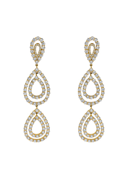 14k Yellow Gold Lab Diamond Multi Tear Drop Earrings