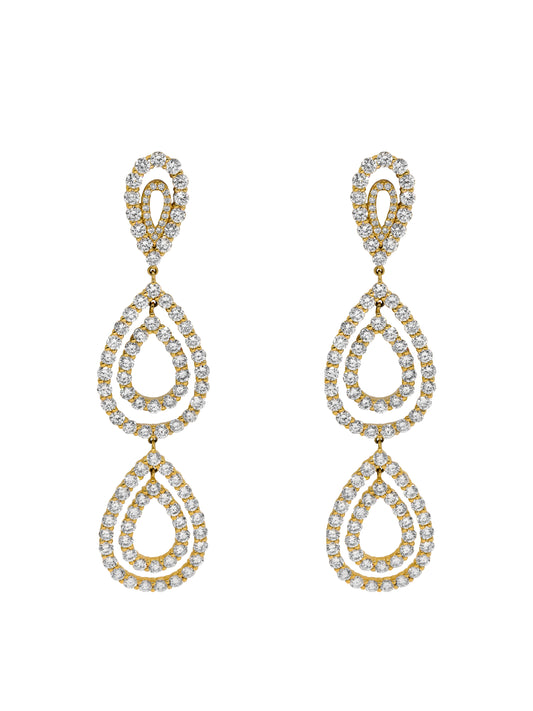 14k Yellow Gold Lab Diamond Multi Tear Drop Earrings