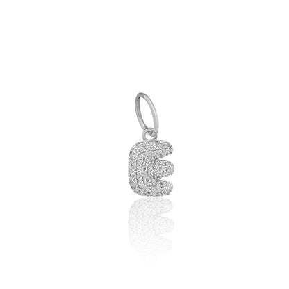 14k White Gold Diamond Bubble Letter Charm