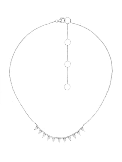 14k White Gold Lab Diamond Bar Pear Necklace