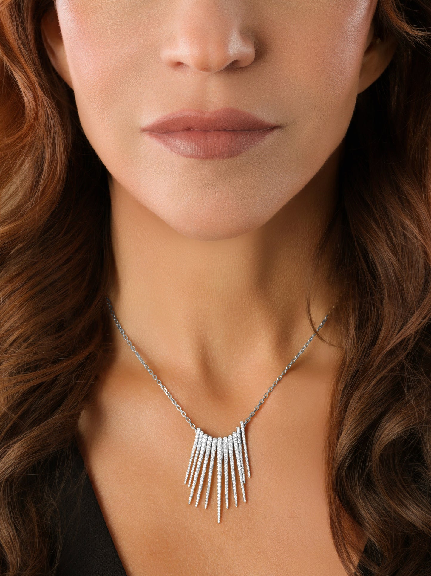 14k White Gold Diamond Reversible Icicle Necklace