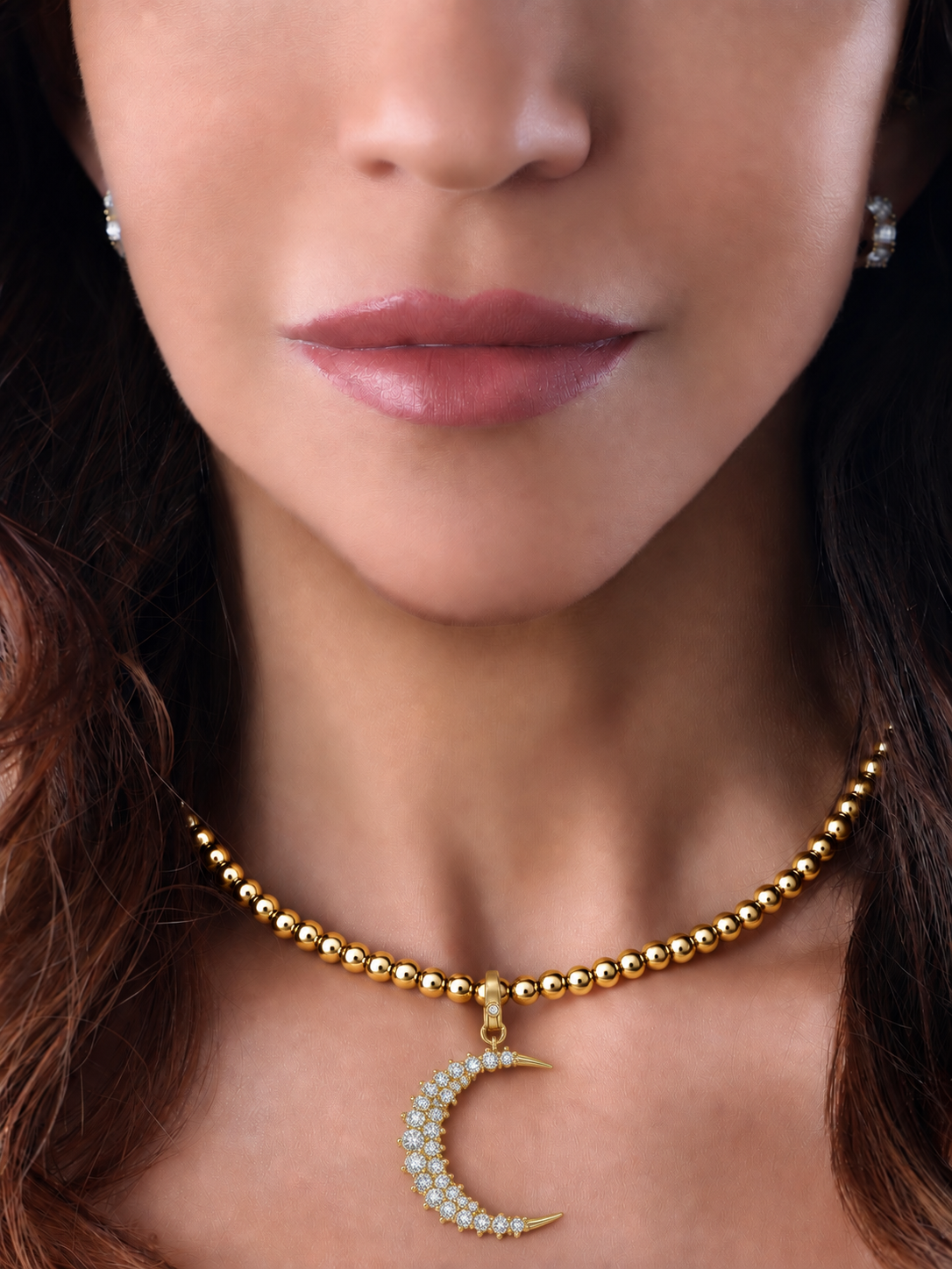 14k Yellow Gold Large Beaded Chain Necklace