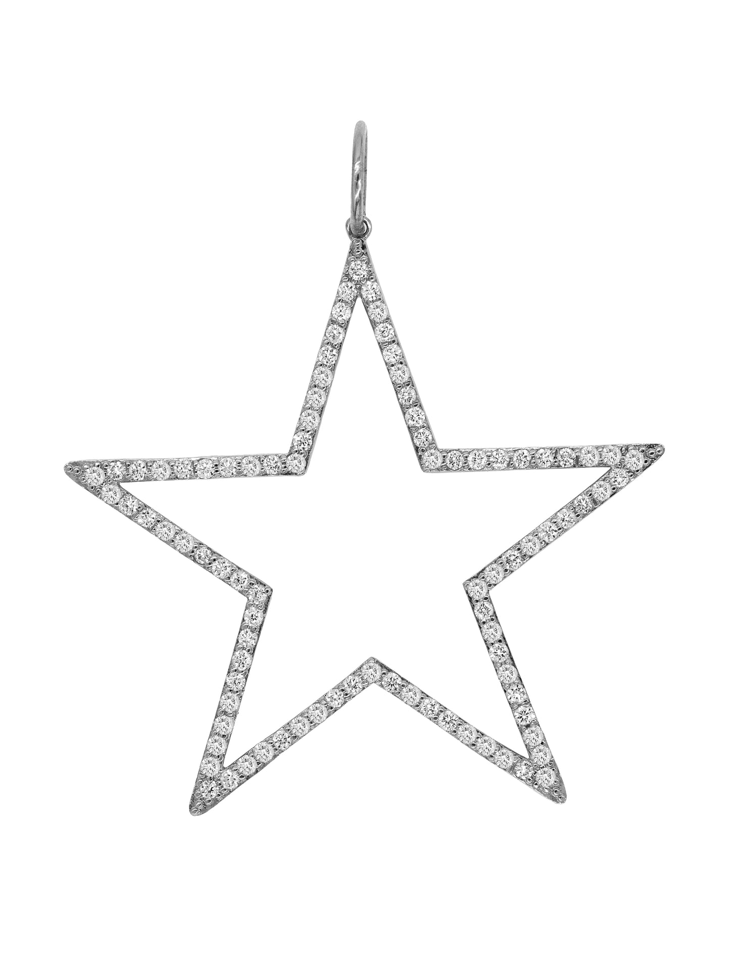 14k White Gold Large Diamond Star Charm
