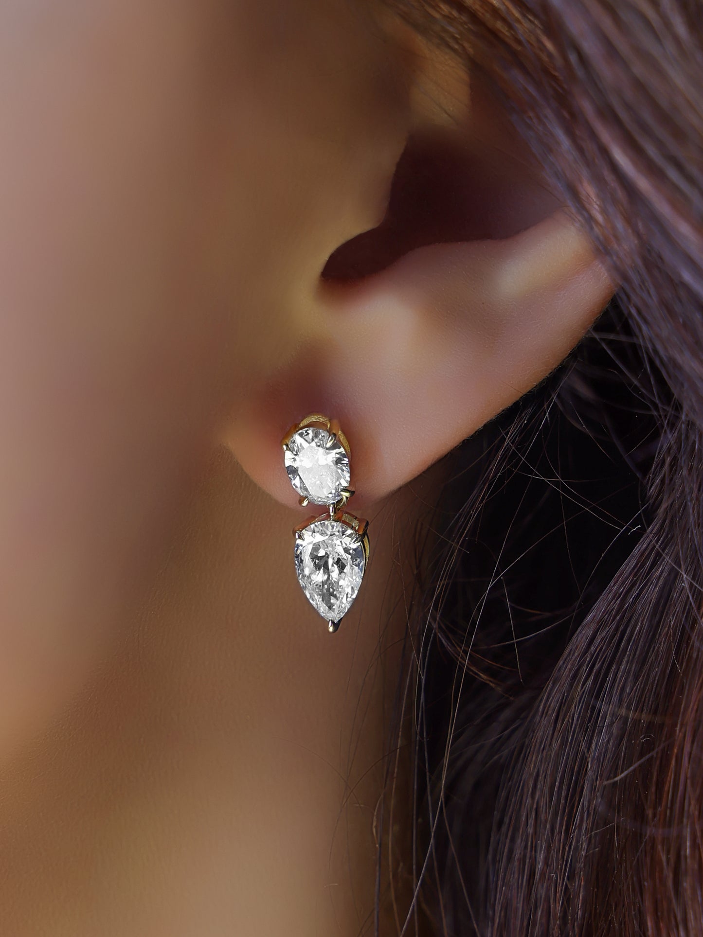 14k Yellow Gold Lab Diamond Pear Drop Earrings