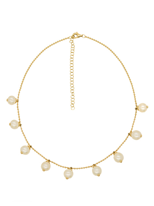 14k Yellow Gold Pearl Drop Necklace