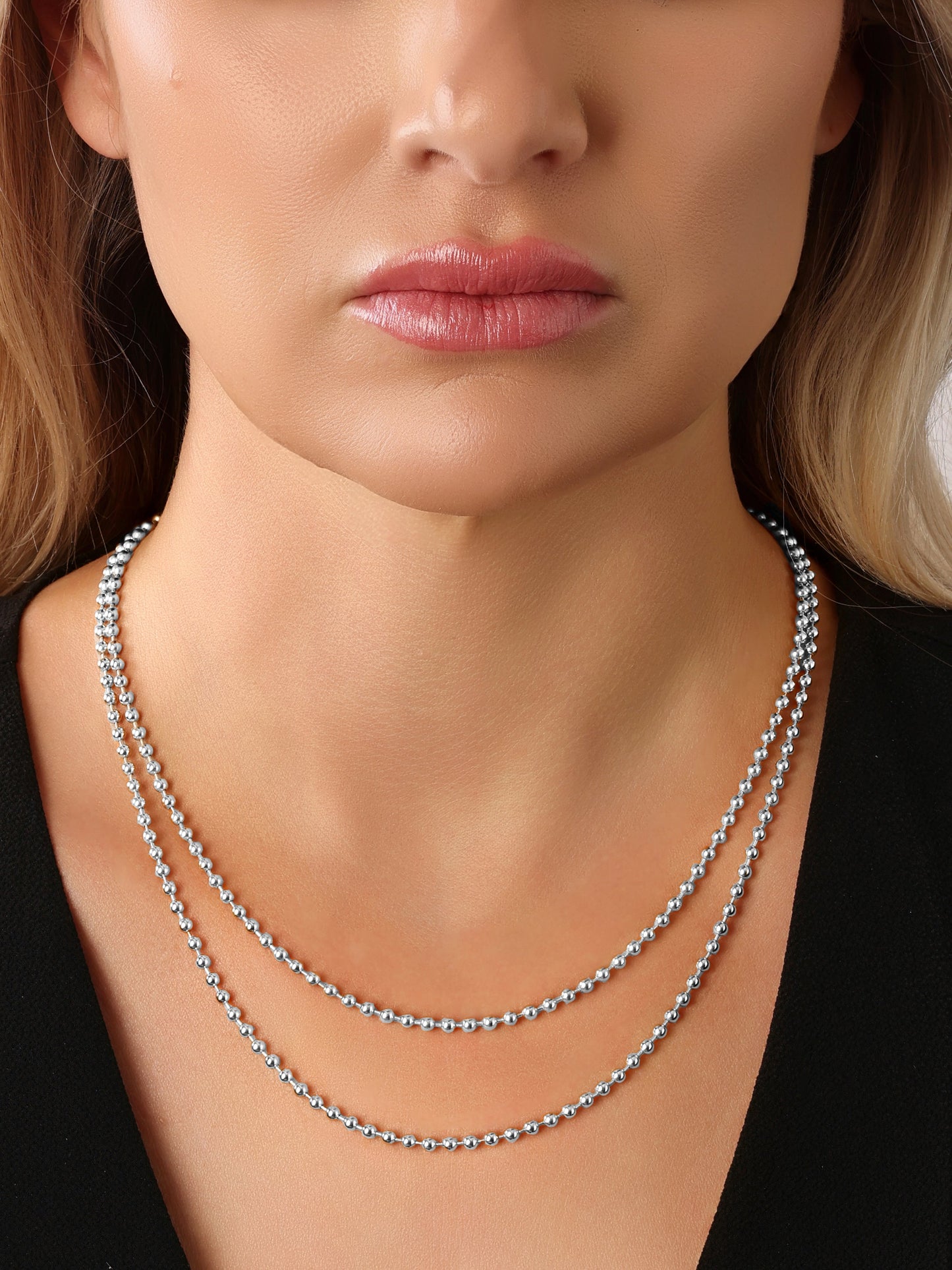 14k White Gold Ball Chain Necklace