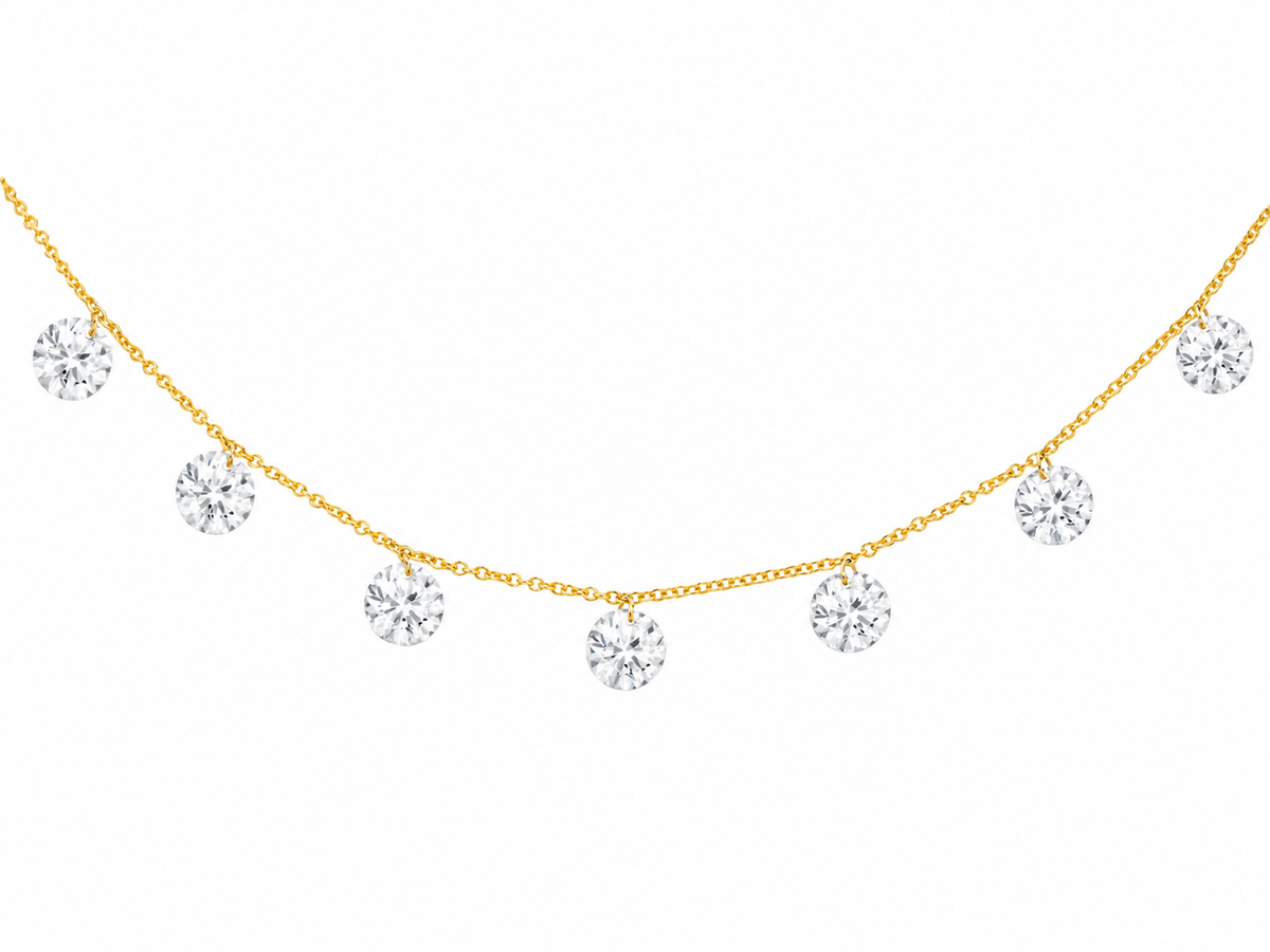 14k Yellow Gold Large Drill Diamond Necklace