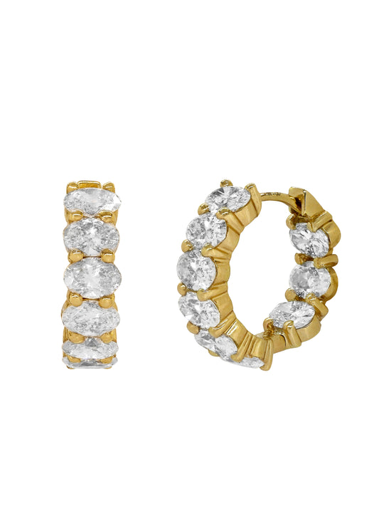 14k Yellow Gold Lab Diamond Hoop Earrings