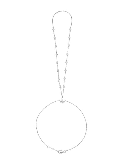 14k White Gold Diamond Bezel Hand Chain