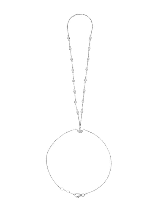 14k White Gold Diamond Bezel Hand Chain