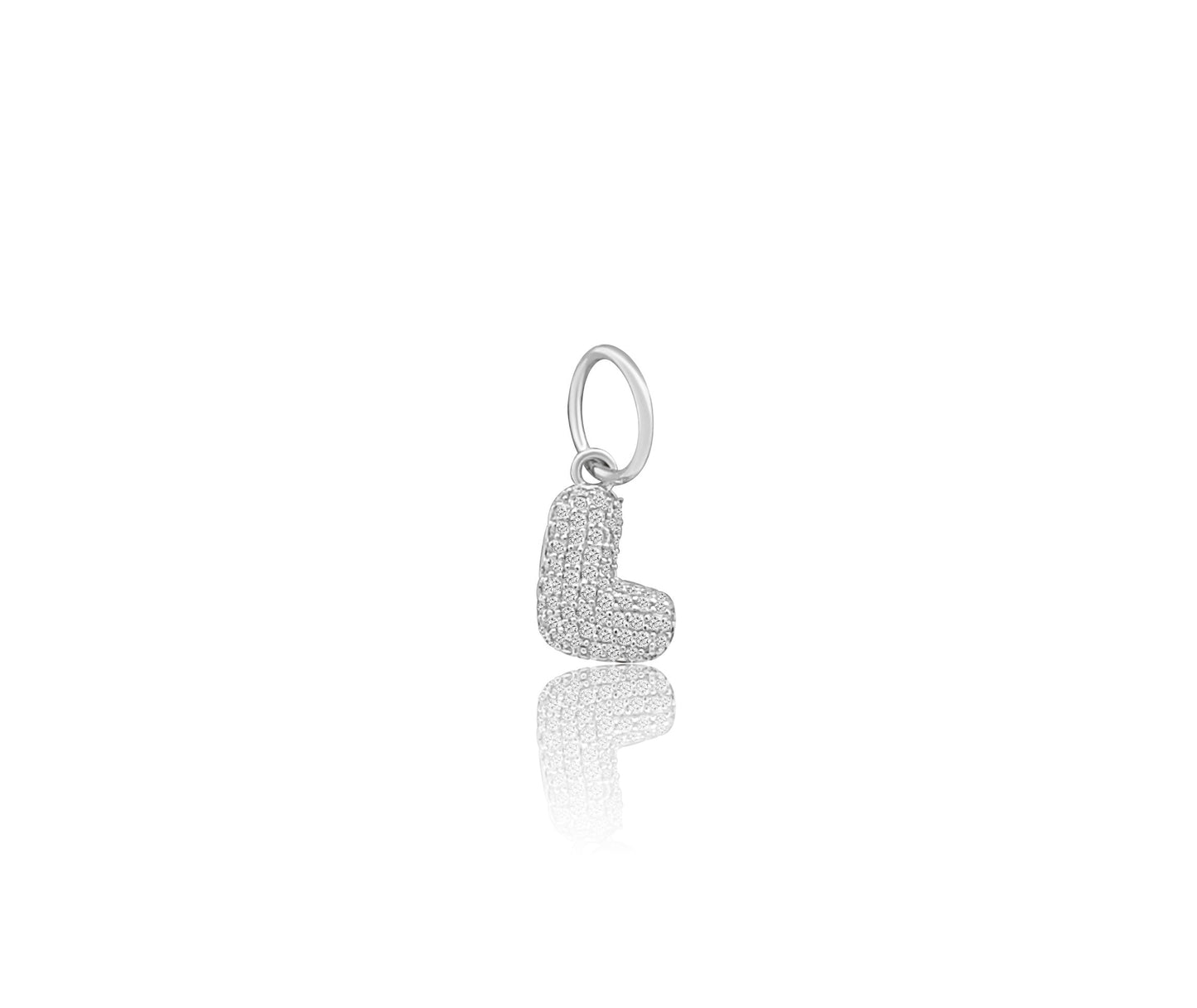 14k White Gold Diamond Bubble Letter Charm