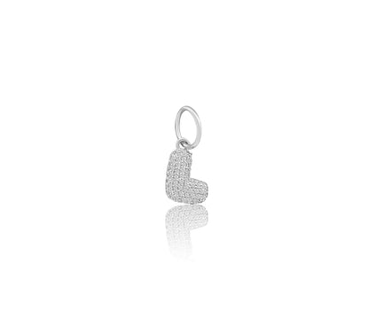 14k White Gold Diamond Bubble Letter Charm