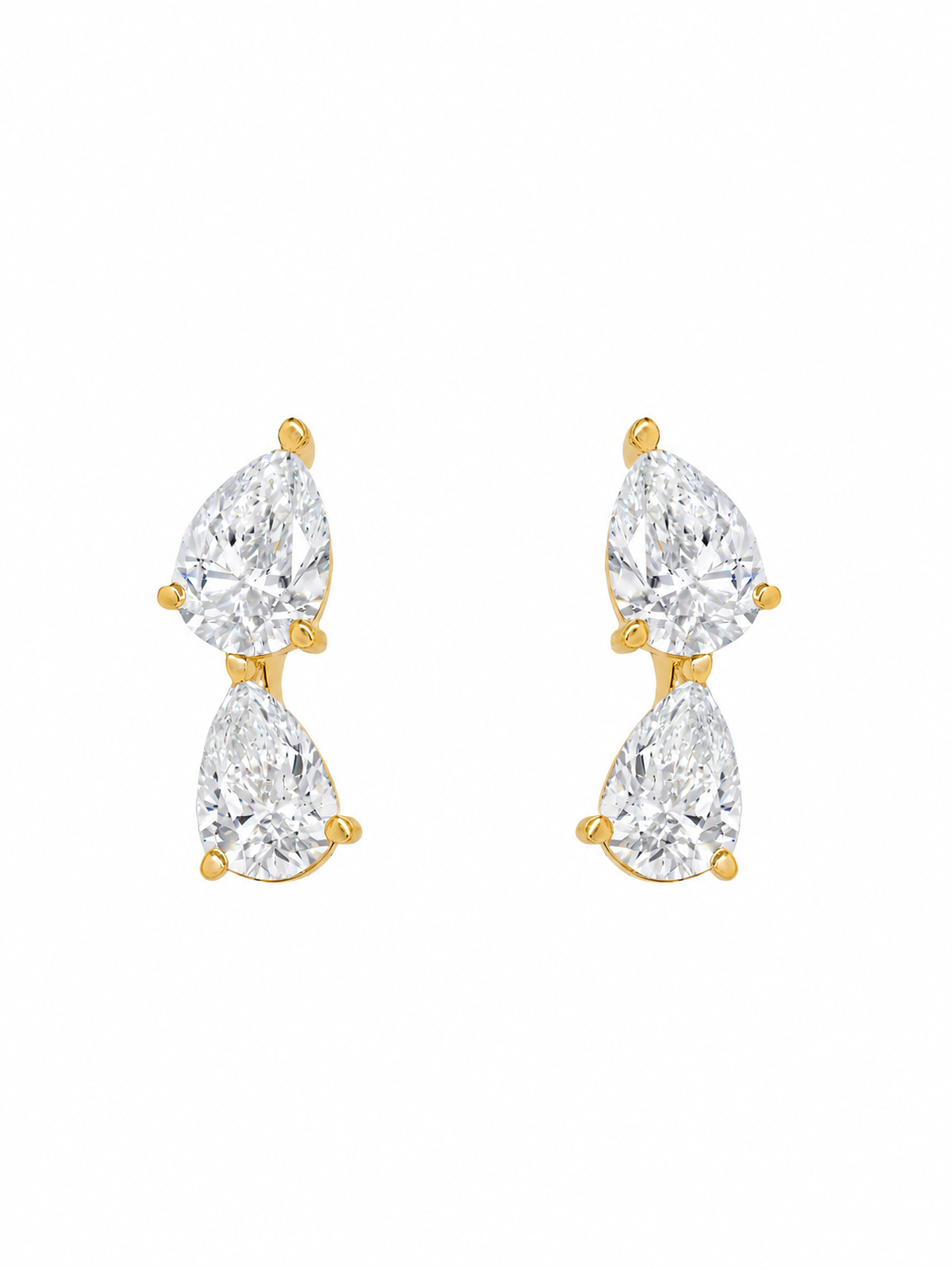 14k Yellow Gold Lab Diamond Multi Tear Crawler Earrings