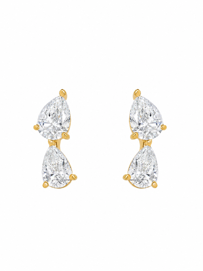 14k Yellow Gold Lab Diamond Multi Tear Crawler Earrings
