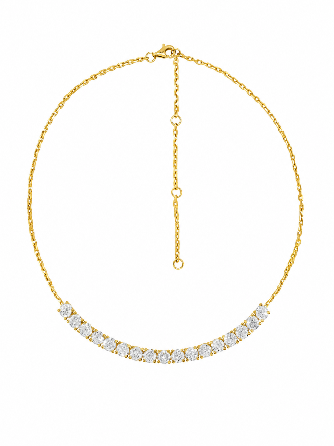 14k Yellow Gold Lab 17 Diamond Large Bar Necklace