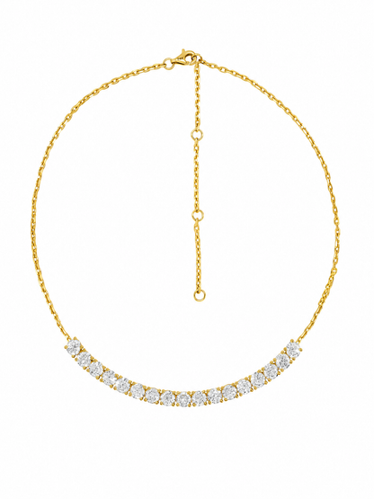 14k Yellow Gold Lab 17 Diamond Large Bar Necklace