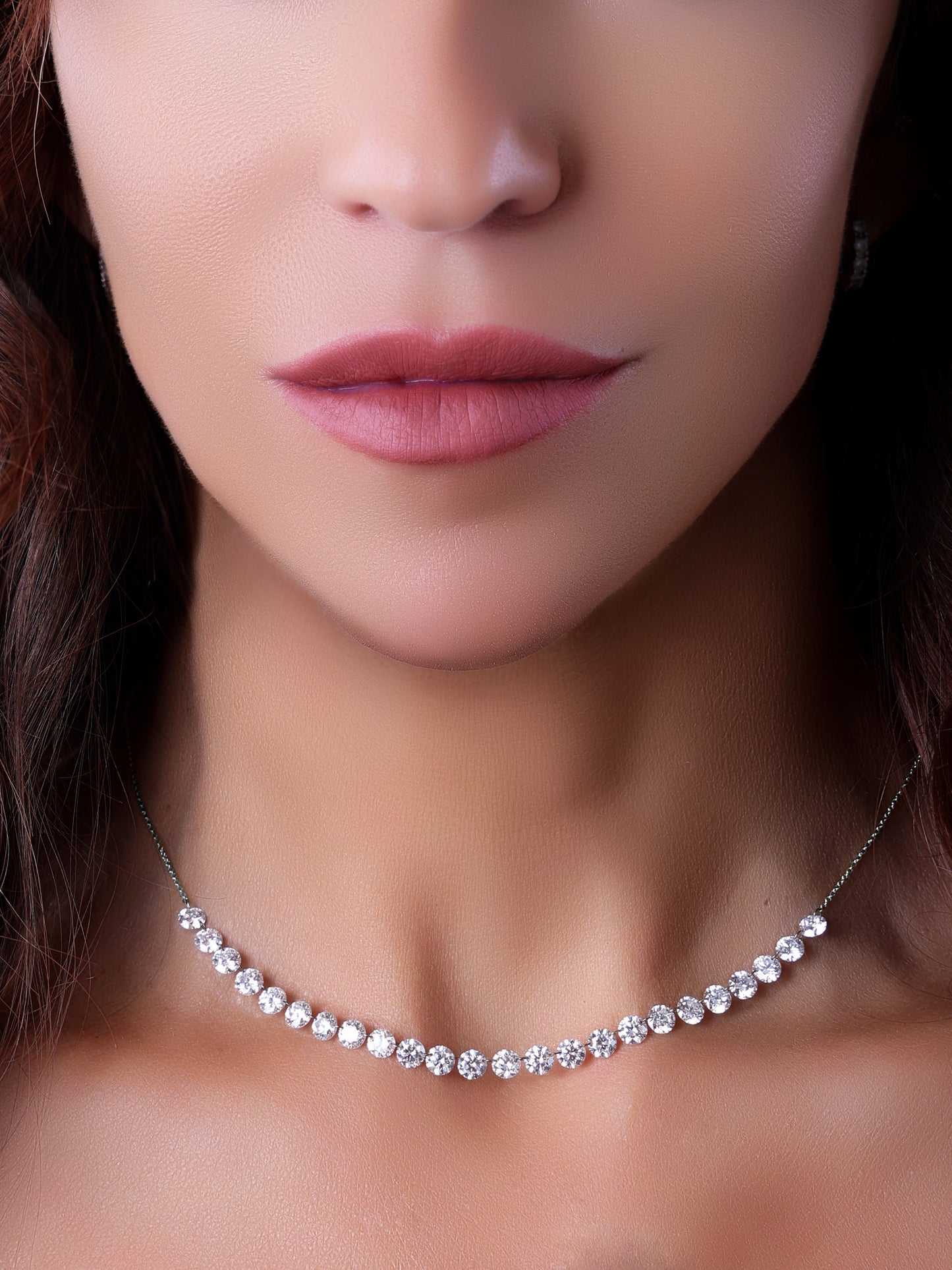 14k White Gold Drill Lab Diamond 24 Row Necklace
