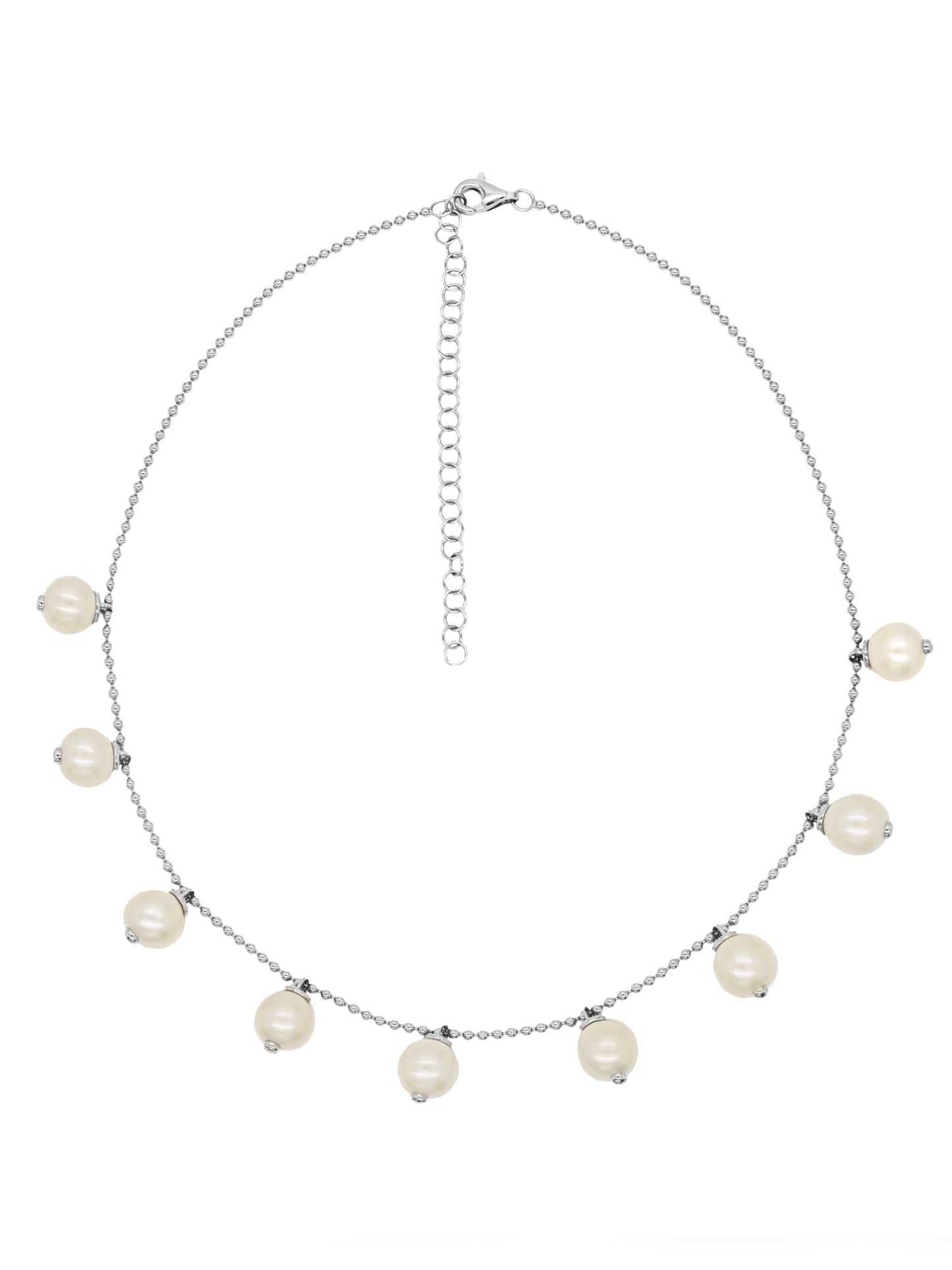 14k White Gold Pearl Drop Necklace