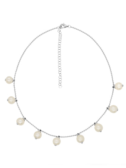 14k White Gold Pearl Drop Necklace