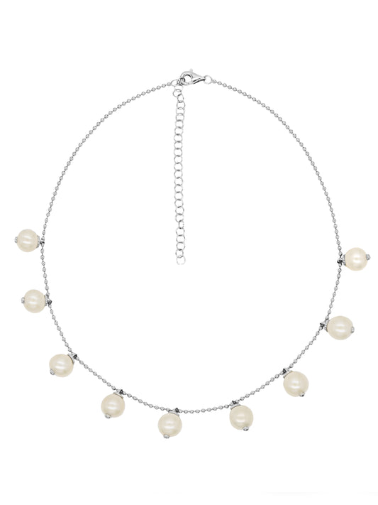 14k White Gold Pearl Drop Necklace