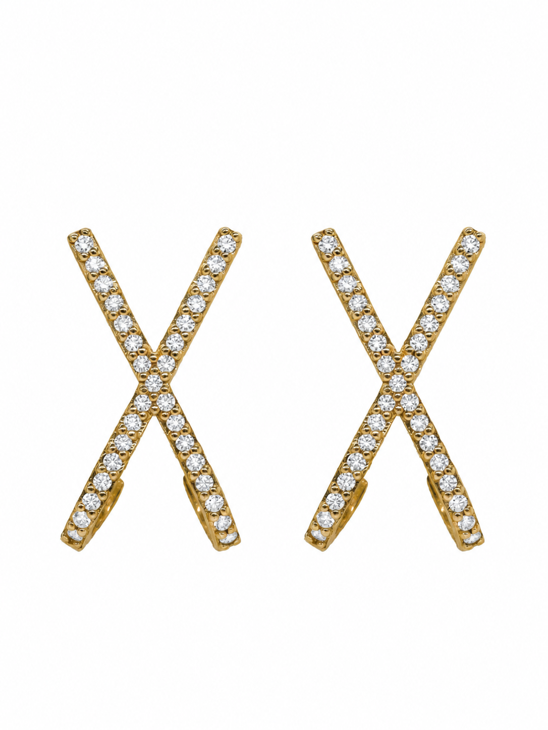 14k Yellow Gold Diamond X Earrings