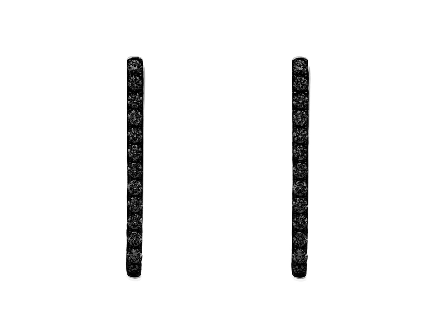 14k White Gold Black Diamond Paperclip Hoop Earrings