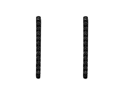 14k White Gold Black Diamond Paperclip Hoop Earrings