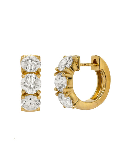 14k Yellow Gold Lab Diamond Large Huggie Earrings
