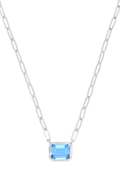 14k White Gold Blue Topaz Necklace