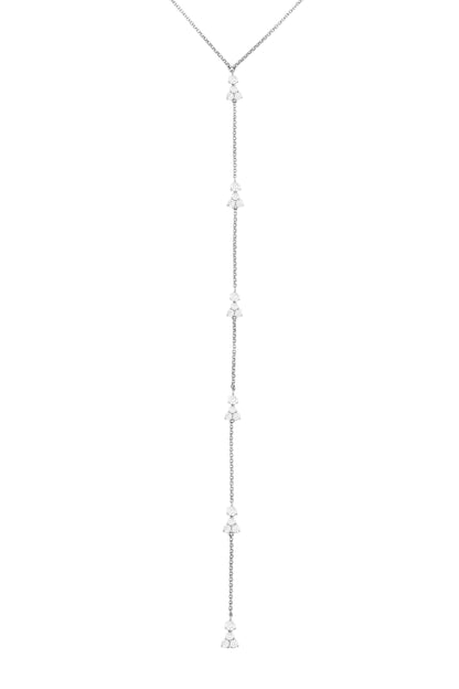 14k White Gold Diamond Lariat Necklace