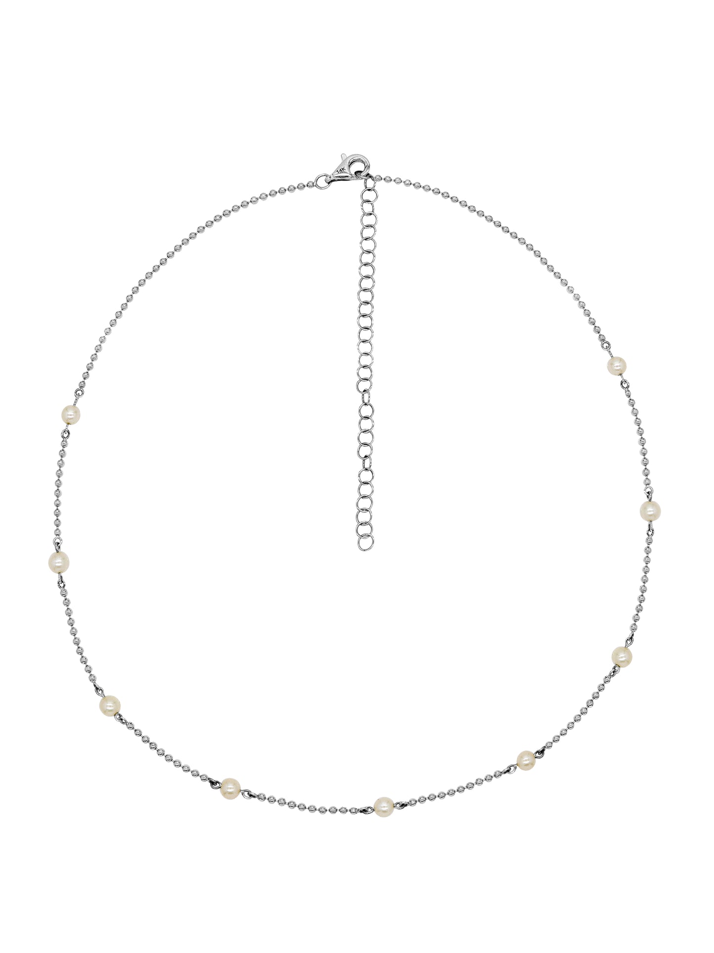 14k White Gold Pearl Beaded Necklace