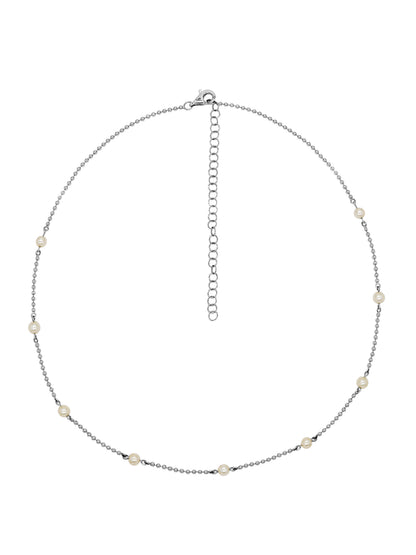 14k White Gold Pearl Beaded Necklace