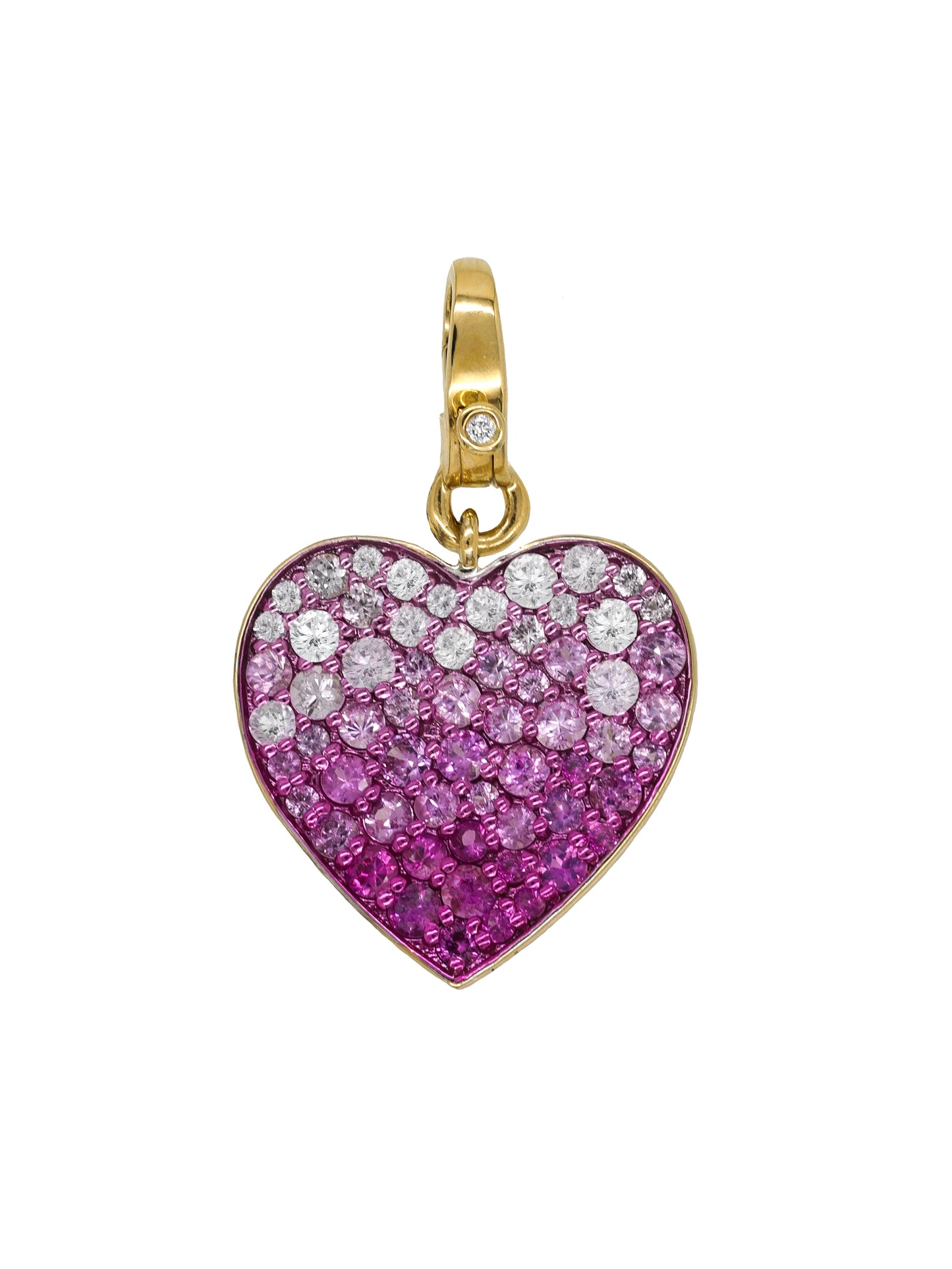 14k Yellow Gold Pink Sapphire Heart Lobster Clasp Charm