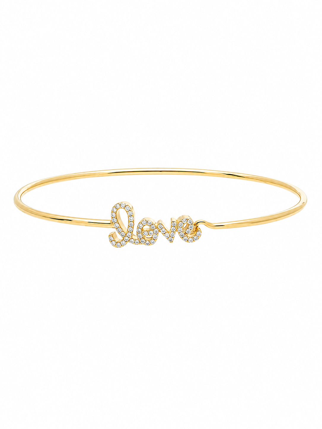 14k Yellow Gold Diamond Love Wire Bracelet