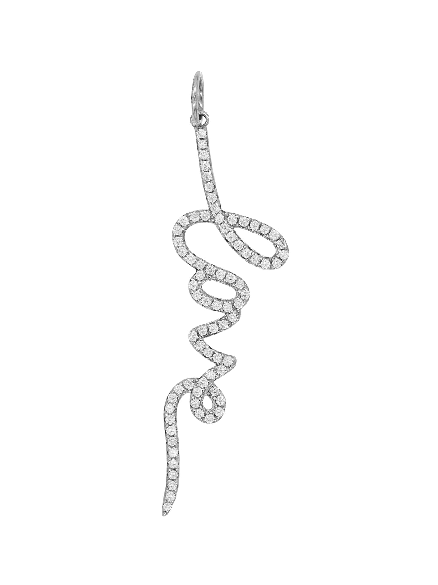 14k White Gold Large Diamond Love Charm