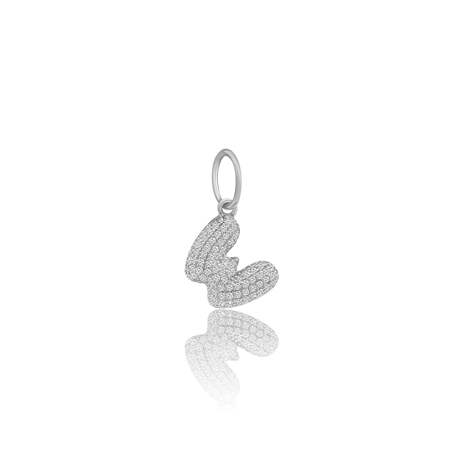 14k White Gold Diamond Bubble Letter Charm