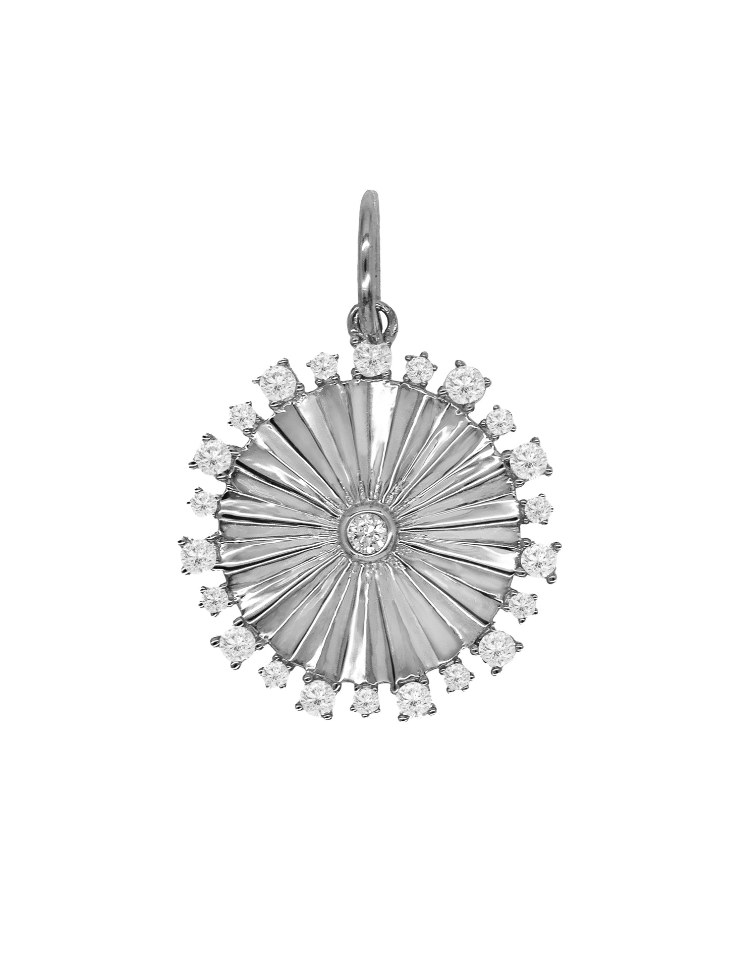 14k White Gold Diamond Fan Charm