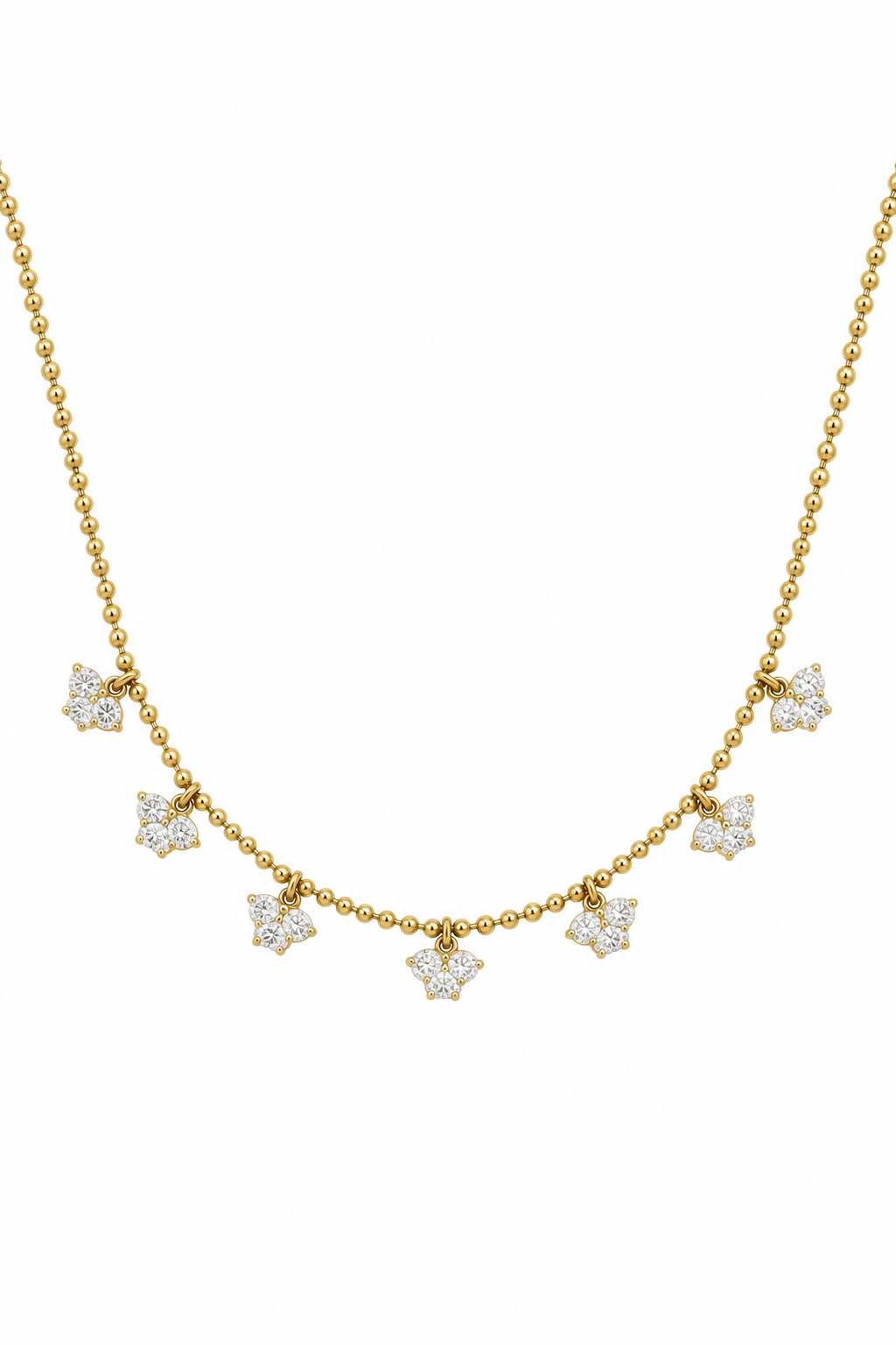 14k Yellow Gold Lab Diamond Flower Drop Necklace