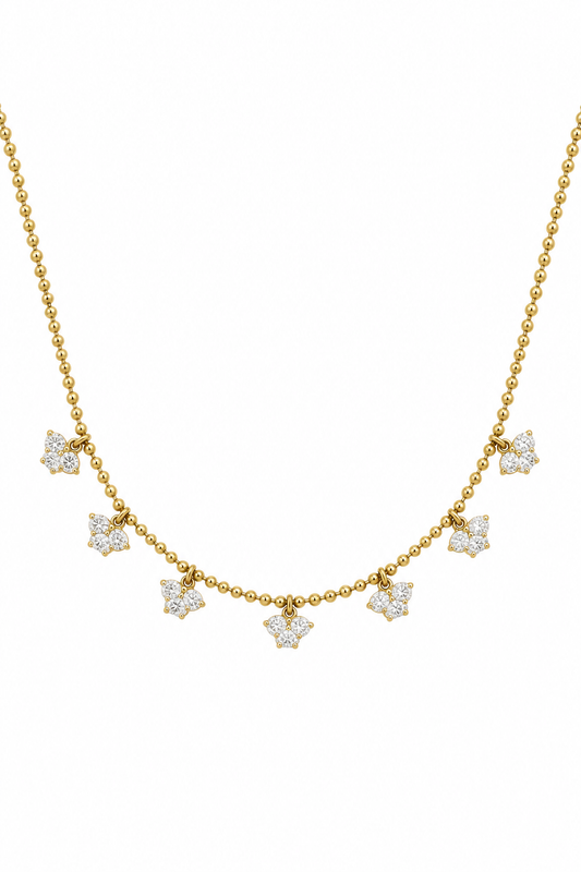14k Yellow Gold Lab Diamond Flower Drop Necklace
