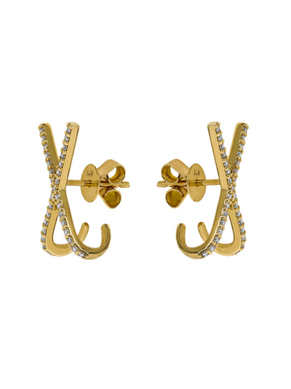14k Yellow Gold Diamond X Earrings
