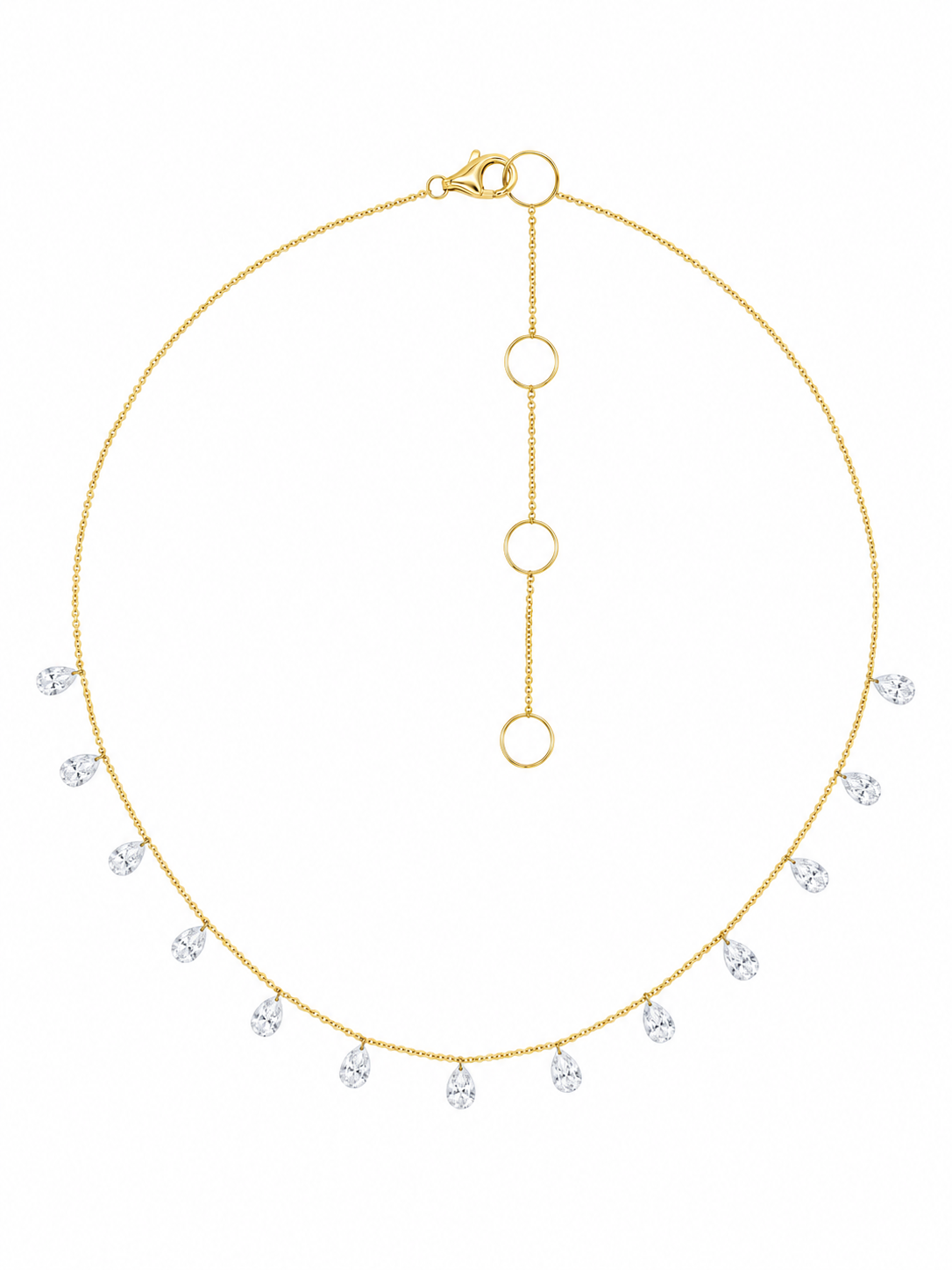 14k Yellow Gold Drill Lab Diamond Teardrop Necklace
