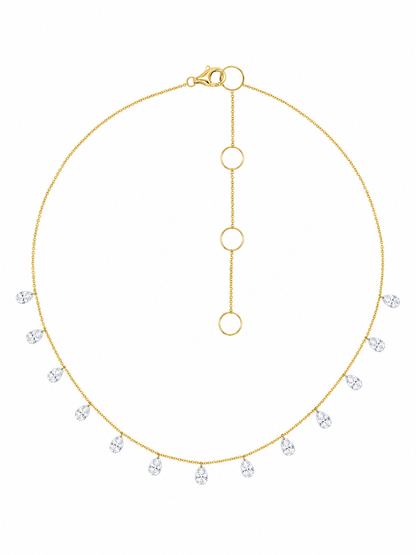14k Yellow Gold Drill Lab Diamond Teardrop Necklace
