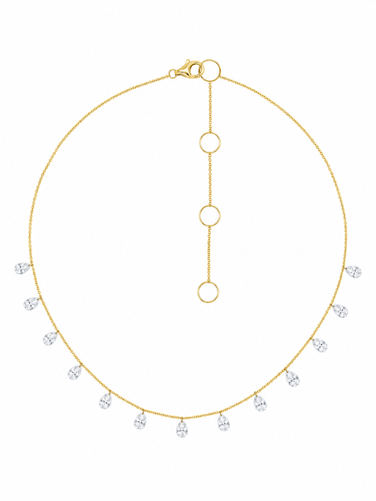 14k Yellow Gold Drill Lab Diamond Teardrop Necklace