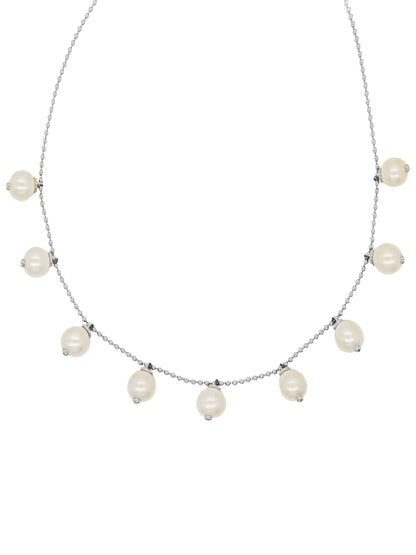 14k White Gold Pearl Drop Necklace